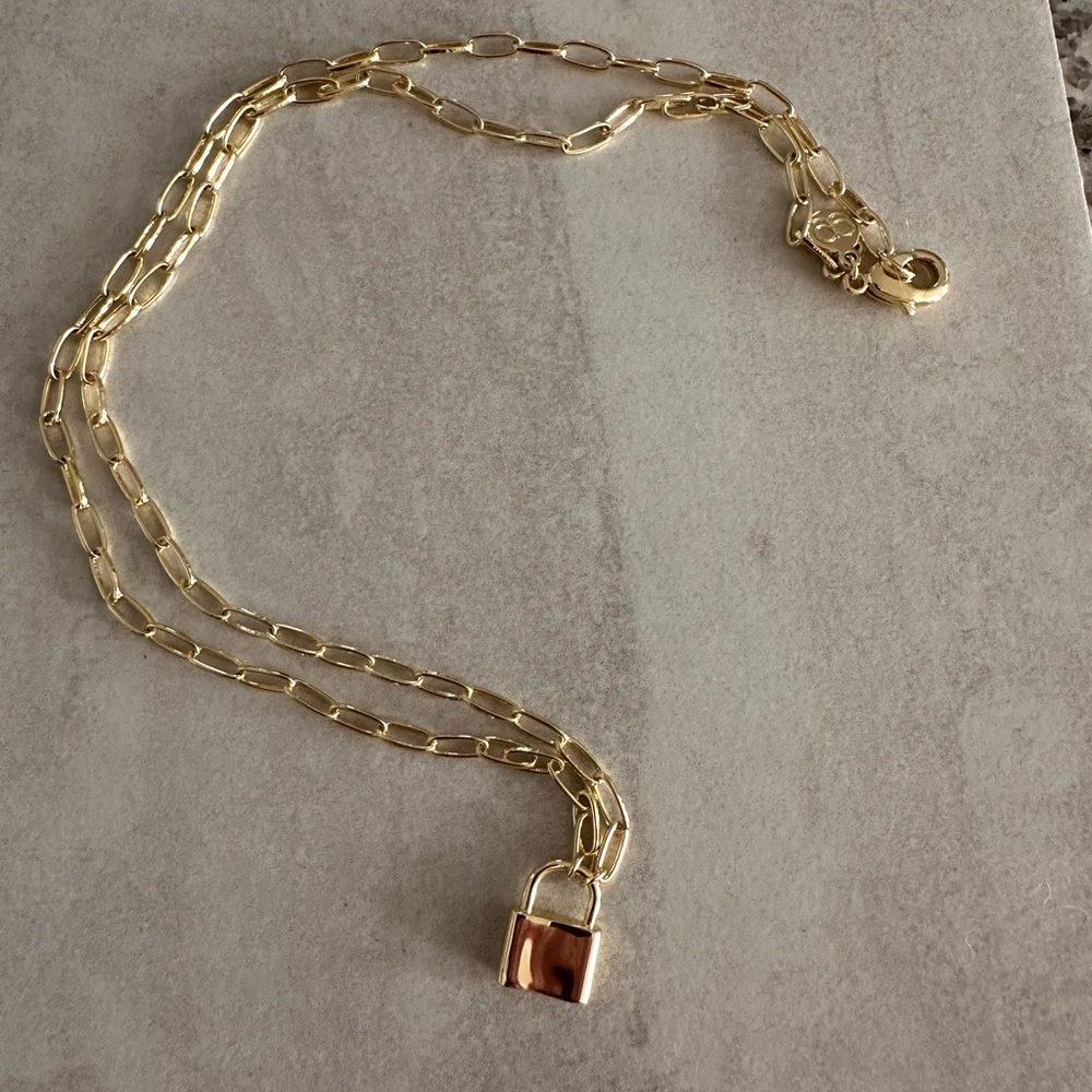 Gorjana Gold Chain Necklace with Lock Pendant